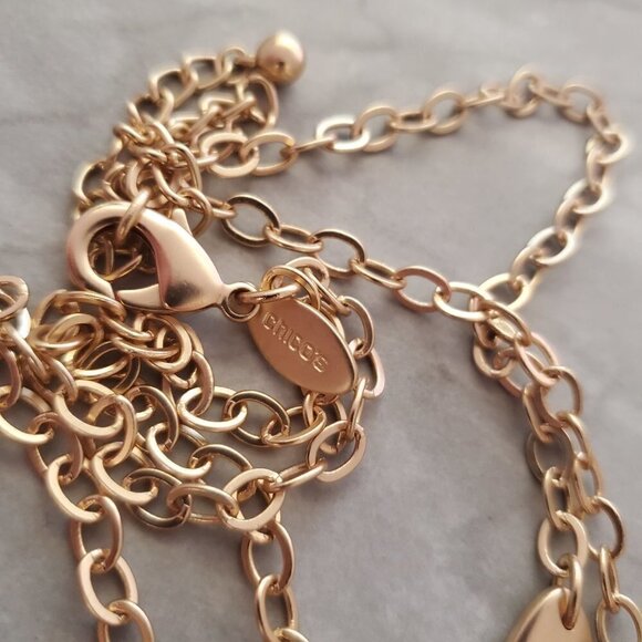 💖 Chicos Matte Gold Multi Strand Textured Statement Necklace 💖 - Picture 7 of 8